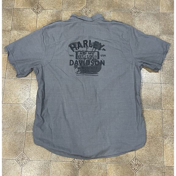 Harley Davidson Mechanic Shirt Gray Button Up Work Shirt Men’s Size 2XL -Moto - Picture 5 of 12